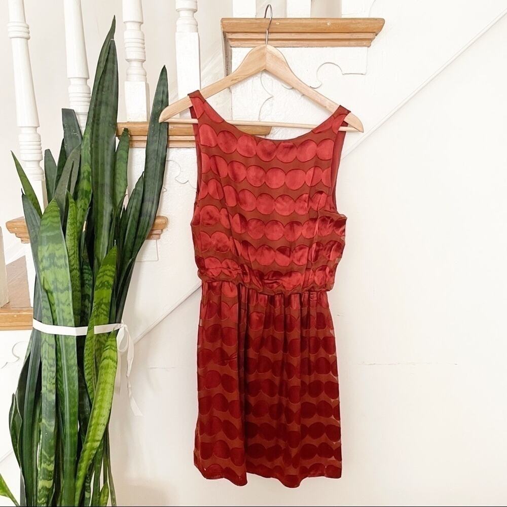 Alice + Olivia circles brick/rust orange mini dress Small
